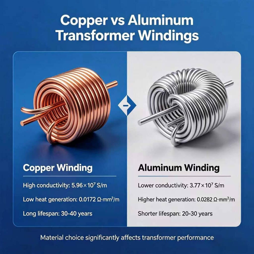 copper vs aluminum transformer winding comparison