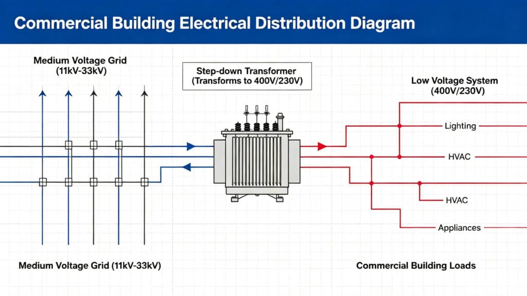commercial building transformer electrical distribution layout