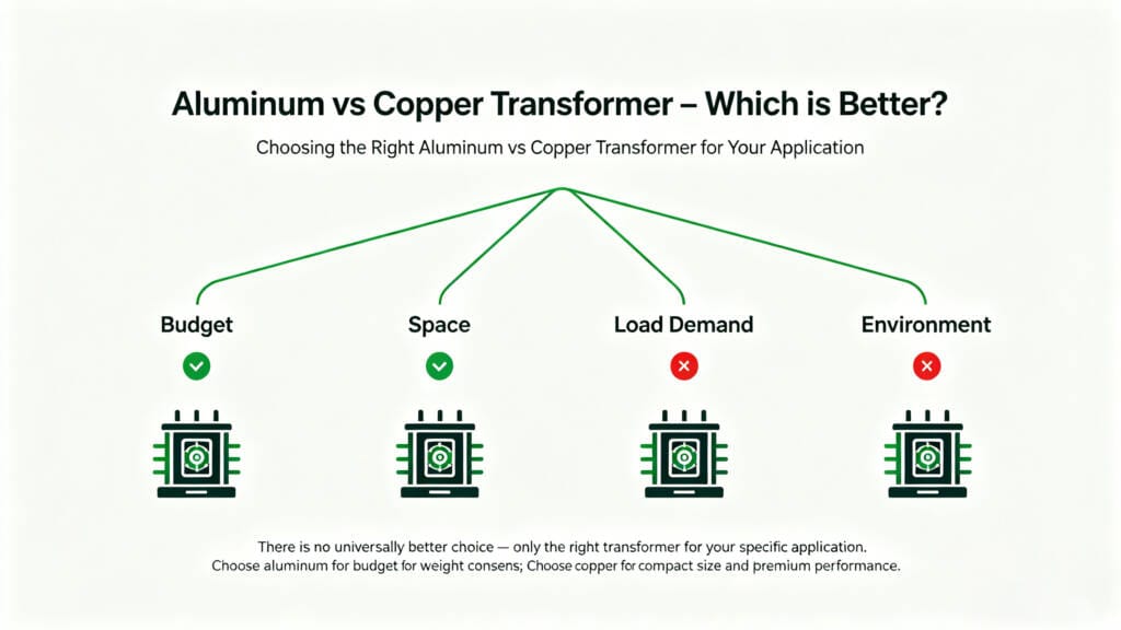 decision guide aluminum vs copper transformer which one is better infographic