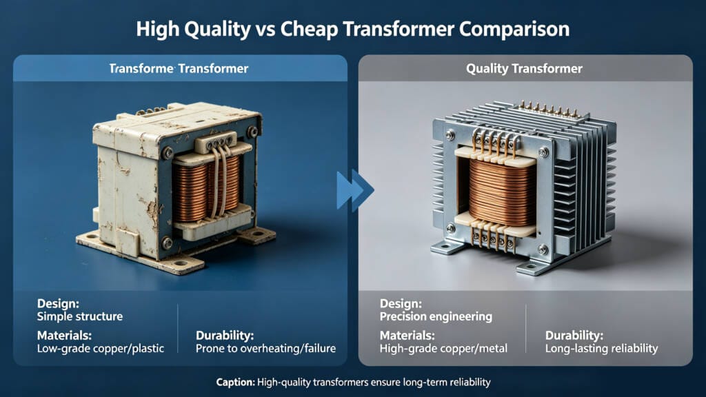 cheap vs high quality transformer comparison industrial equipment