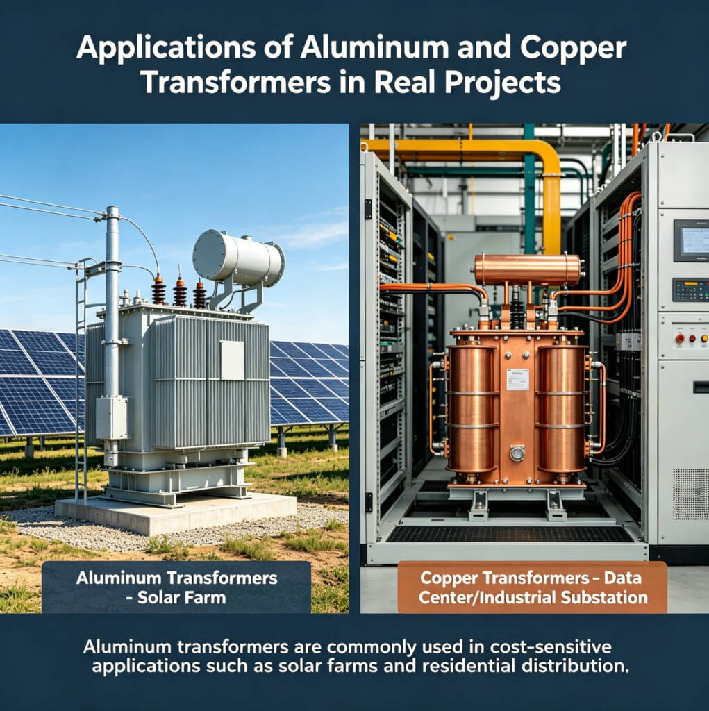aluminum transformer in solar farm vs copper transformer in data center application