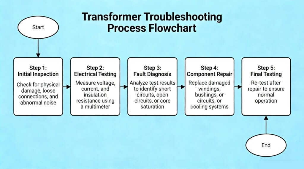transformer troubleshooting step by step flowchart