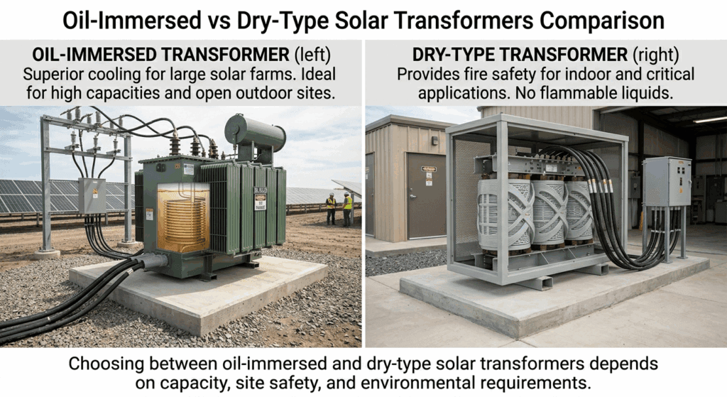 Oil-immersed and dry-type solar transformers for solar power plants