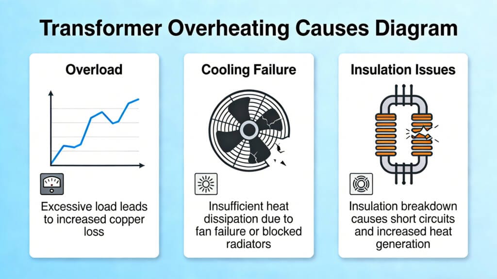 transformer overheating causes diagram