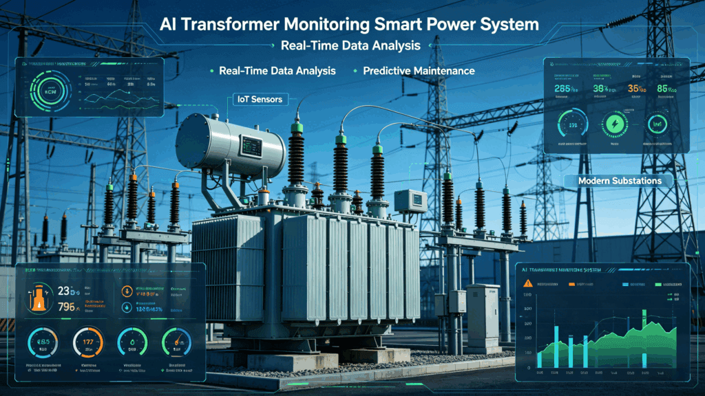 AI transformer monitoring system in smart power grid with real time data analysis