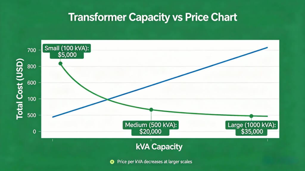 transformer capacity vs price chart kVA cost relationship