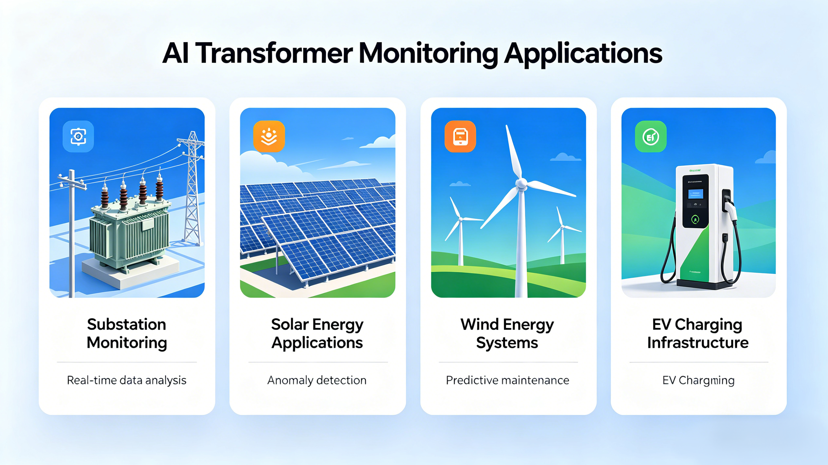 AI transformer monitoring in substation solar energy and EV charging applications