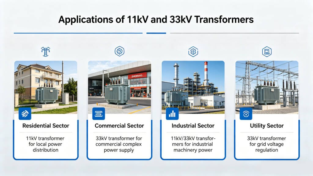 applications of 11kV and 33kV transformers in industry and grid