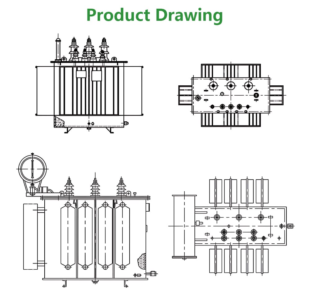 1500 kVA transformer size dimensions and installation view