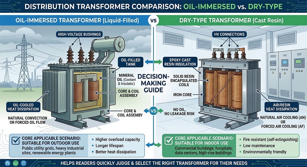 oil-immersed vs dry-type distribution transformer comparison