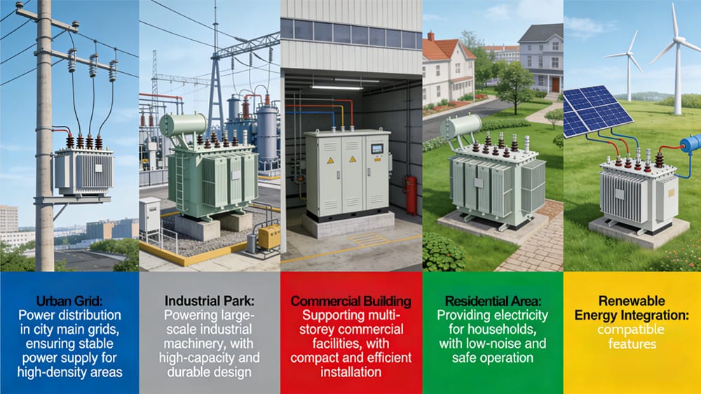 distribution transformer application scenarios for urban industrial residential