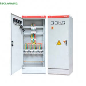 Front view of XL-21 power distribution cabinet on white background, floor-standing industrial electrical control panel for power management.