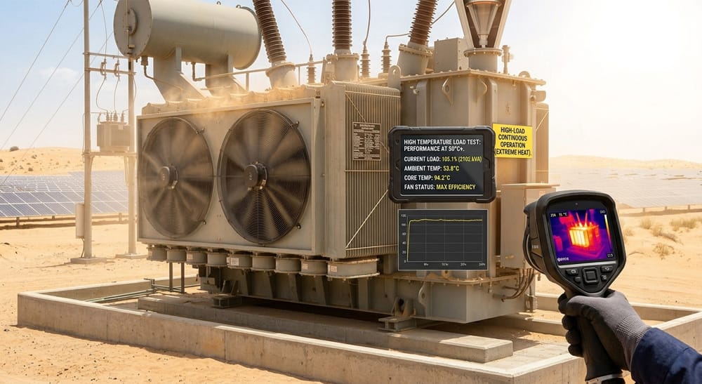 2000kVA transformer high temperature load test performance above 50 degrees celsius