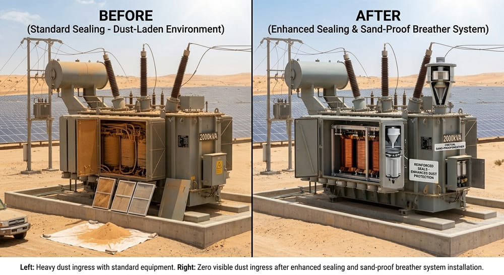 transformer sand dust test before and after protection system comparison