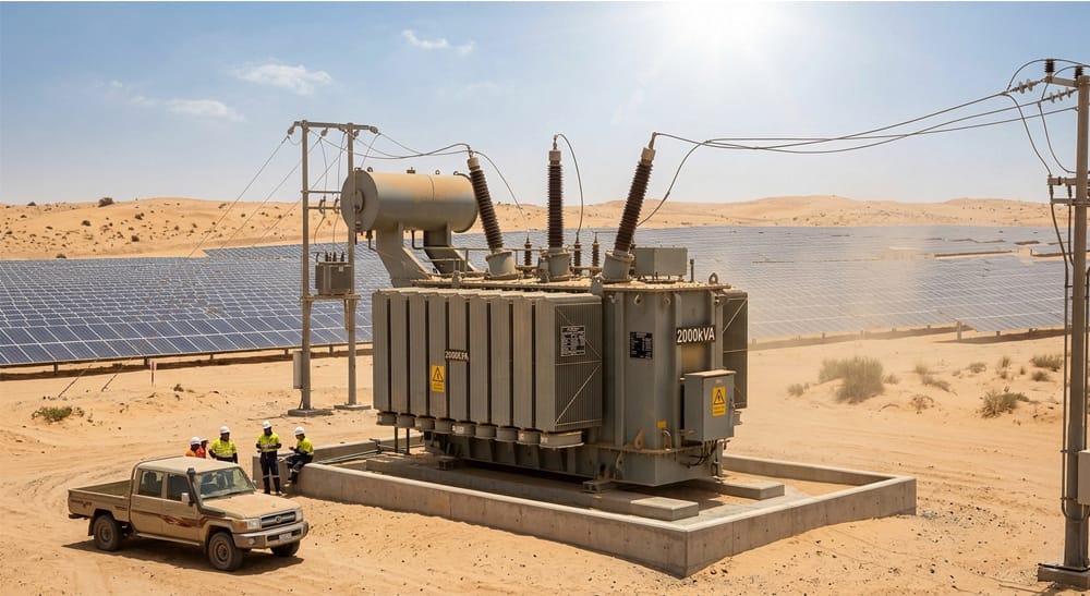 2000kVA oil immersed transformer operating in desert solar power station high temperature environment