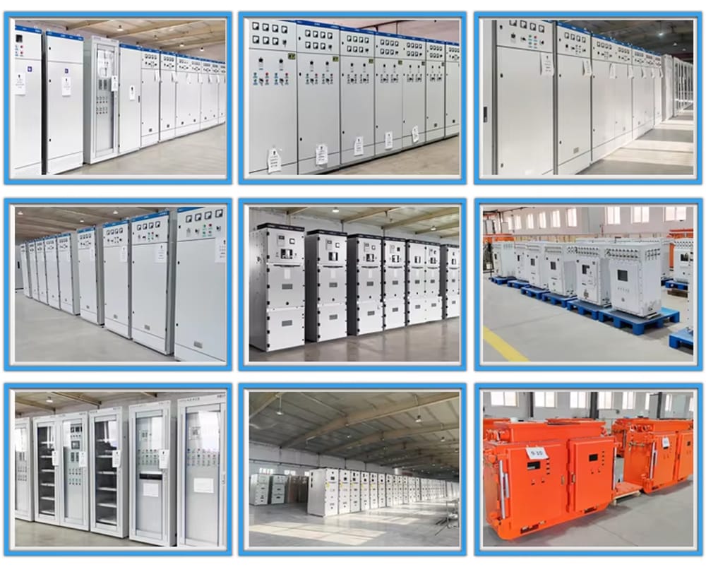 Inside the factory: production line of XL-21 low voltage switchgear and electrical control panels with advanced CNC machinery.