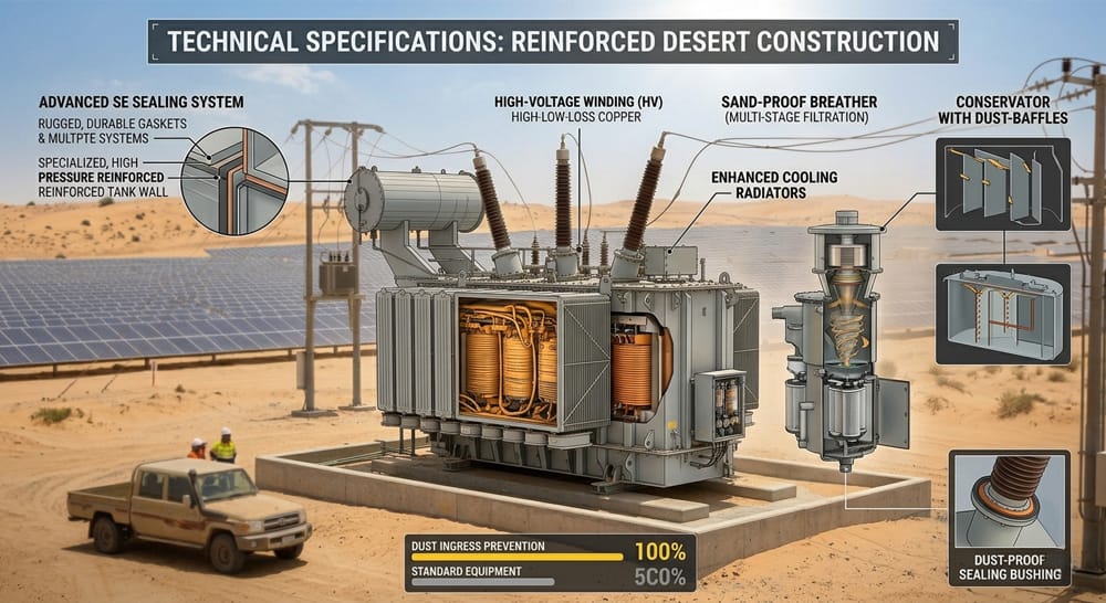 transformer internal structure sealed tank sand proof breather enhanced cooling radiator design