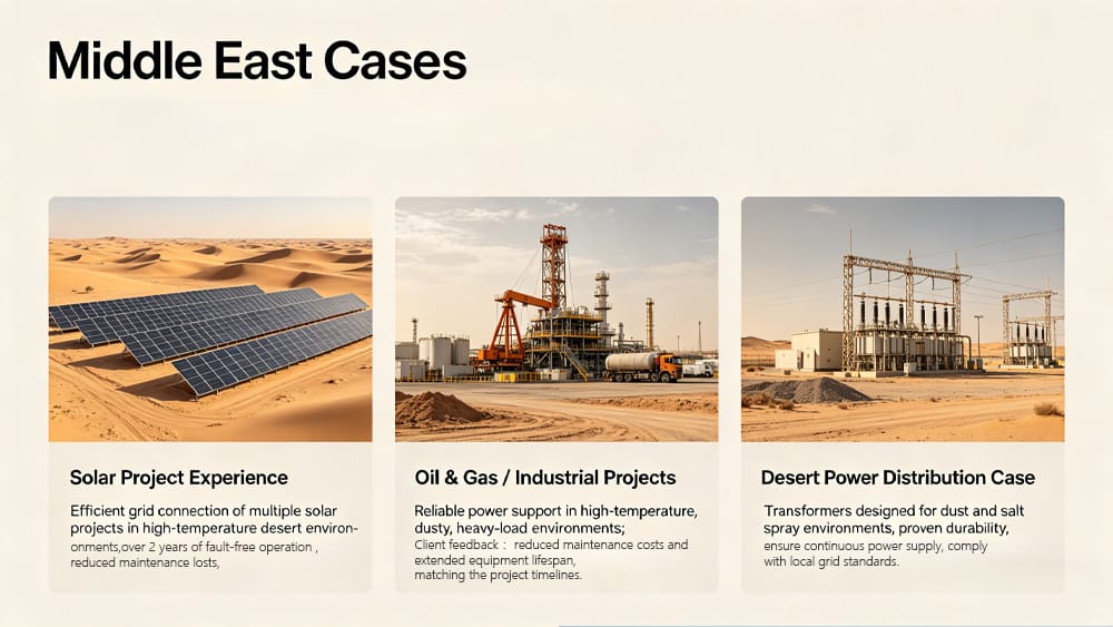 2000kVA oil immersed transformer in Middle East desert case study – installed for high-temperature solar PV project in Saudi Arabia with sand-proof and low-loss performance