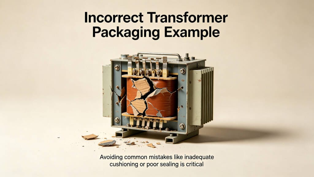 Poorly packaged transformer leading to damage