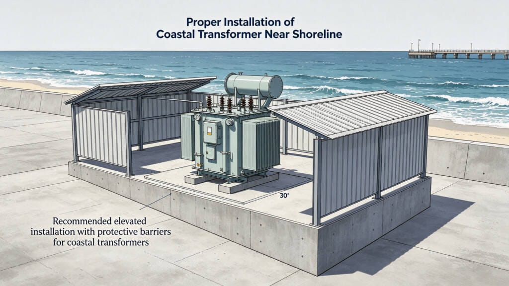 best installation practices for coastal transformer selection in marine area