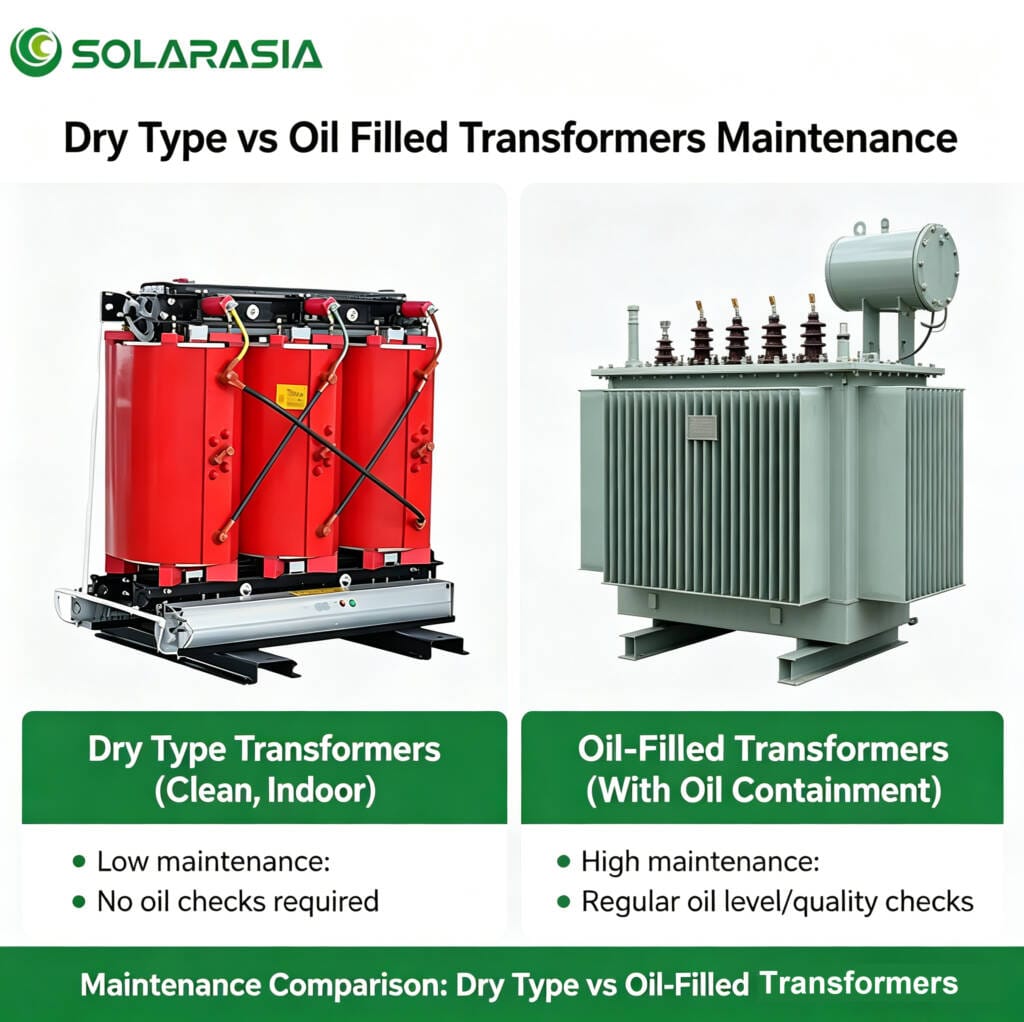 Dry type transformers maintenance vs oil filled transformer maintenance comparison