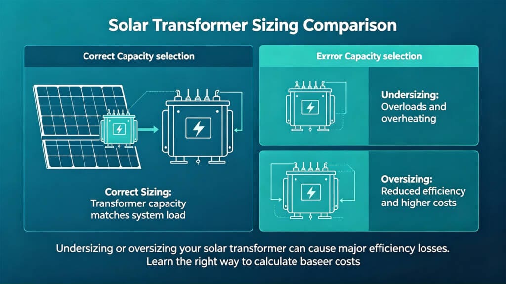 Correct vs incorrect solar transformer sizing mistakes