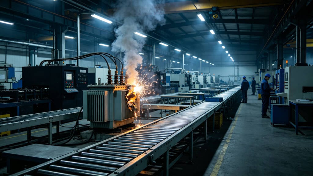 Factory production stopped because of transformer failure