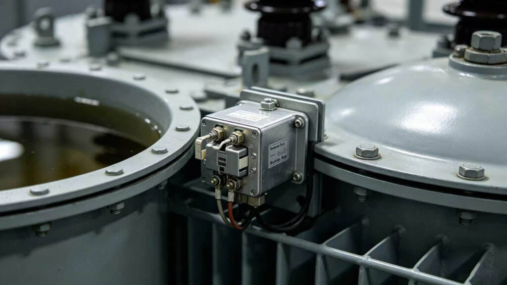 Buchholz relay on oil immersed transformer