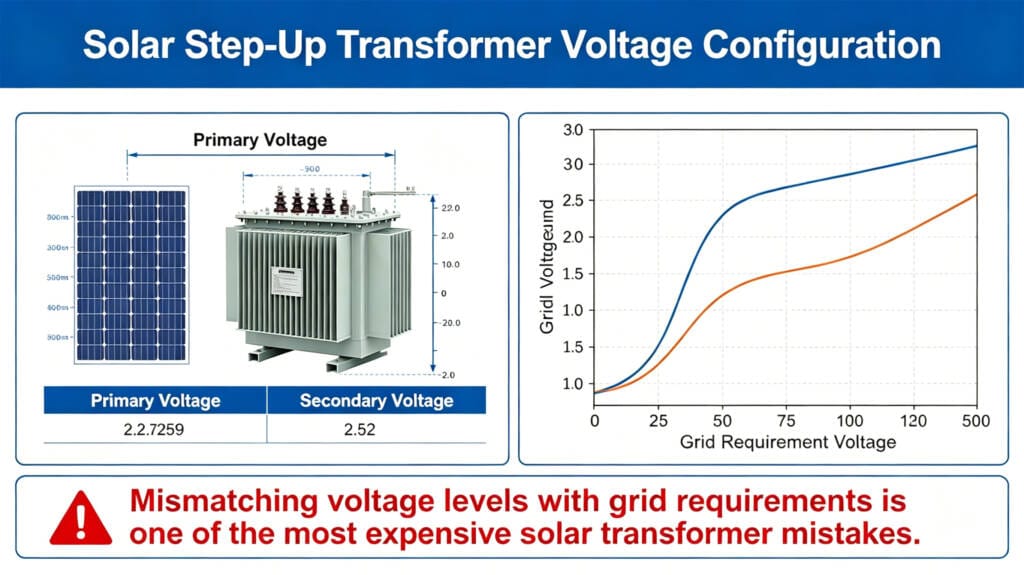 Solar project transformer voltage selection