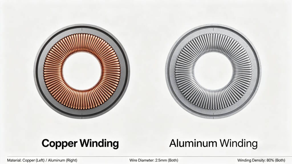 Comparison between copper winding and aluminum winding transformer