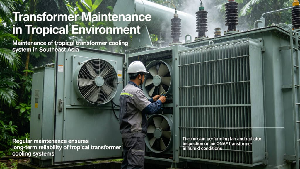 Maintenance of tropical transformer cooling system in Southeast Asia