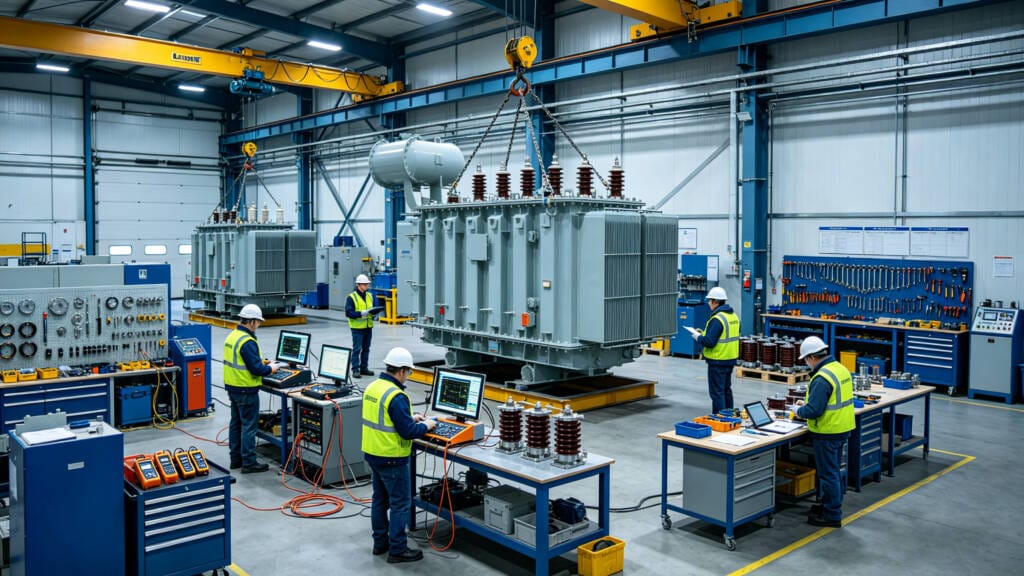 Transformer factory testing and quality inspection process