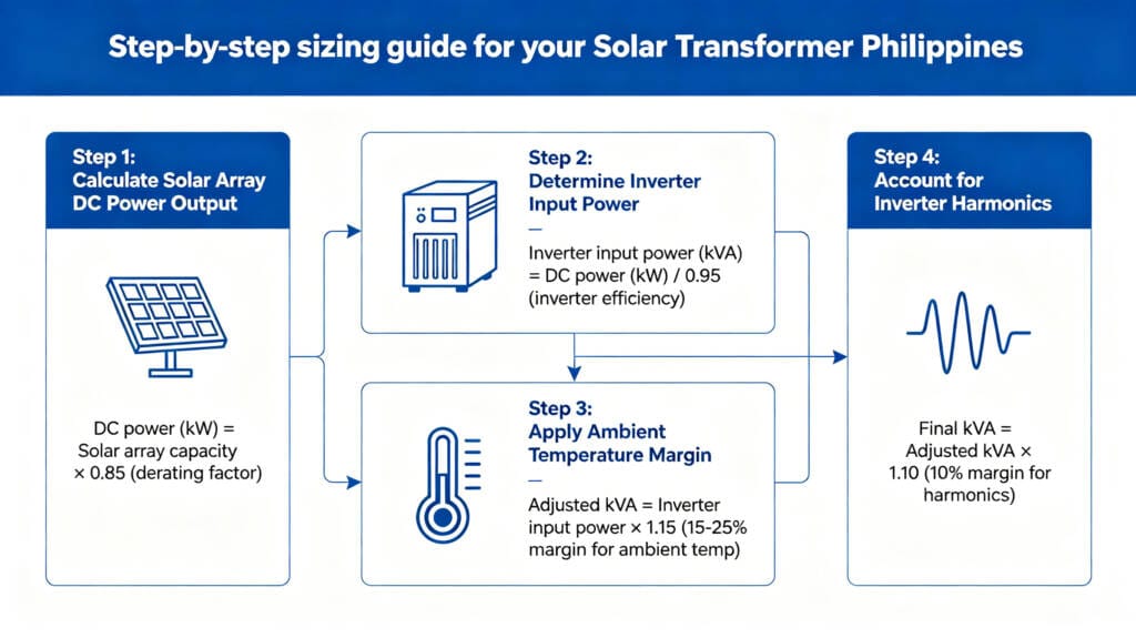 Solar array to Solar Transformer Philippines sizing flowchart