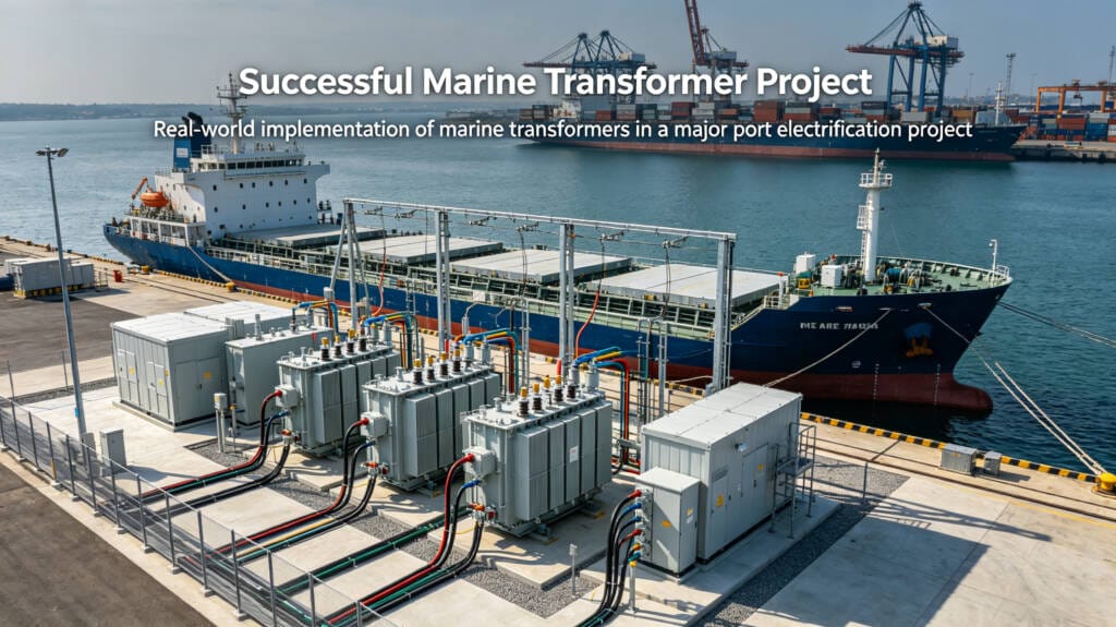 Shore power marine transformer system at a green port