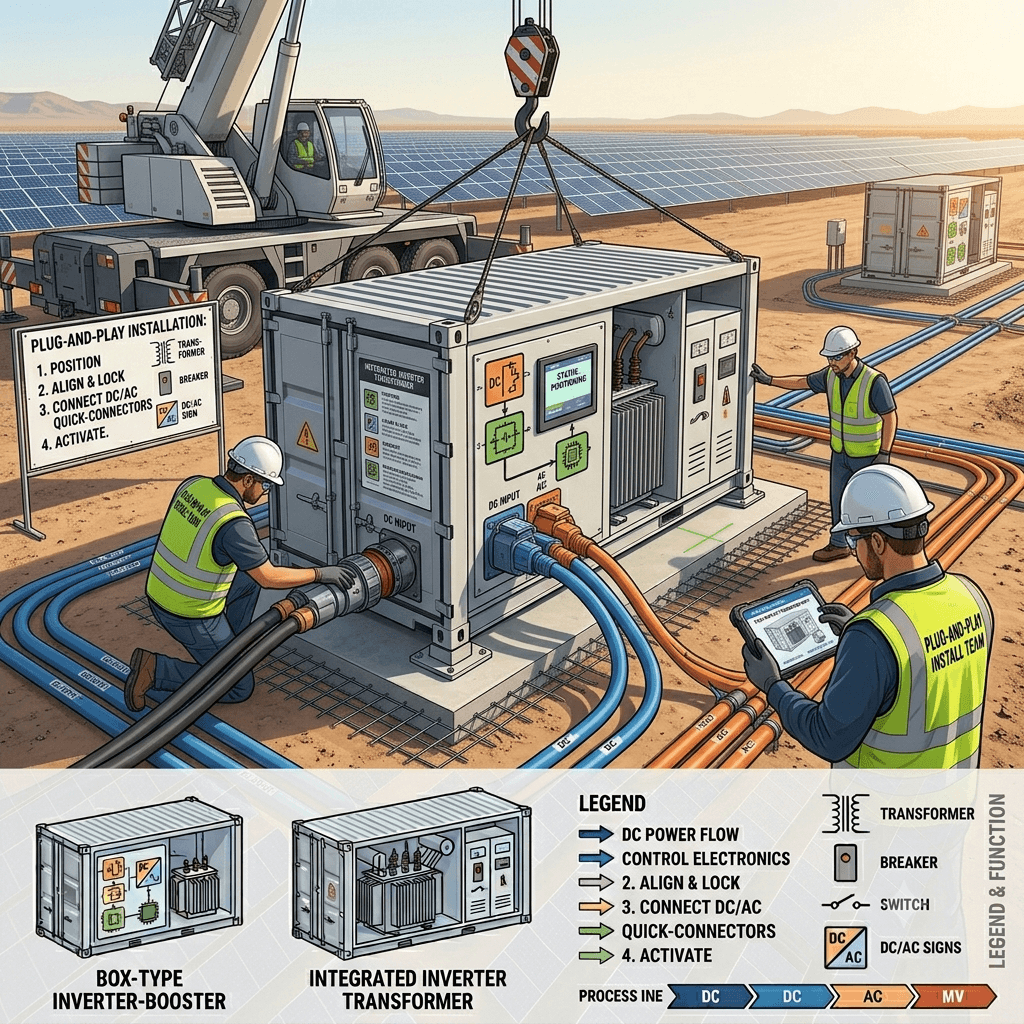 Plug-and-play installation of Integrated Inverter Transformer box-type unit at PV project site